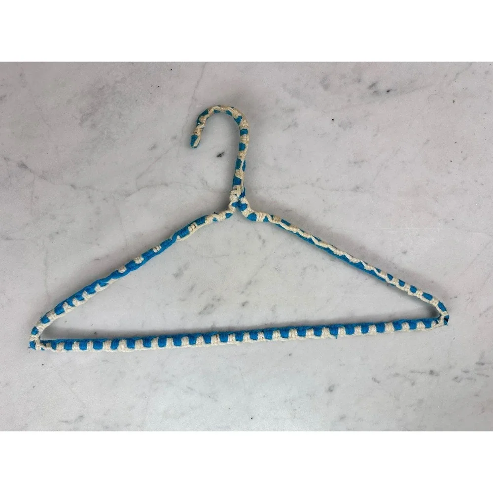 Crochet‎ Covered Wire Hangers Set of 5 Multicolor Excellent Boho PomPom